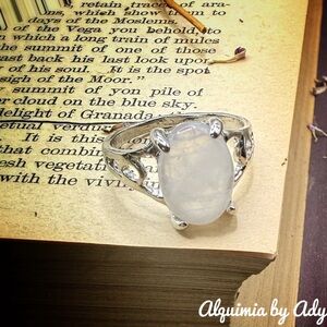 Pink Quartz Rhodium Silver Ring – 20mm Oval Stone, Tarnish-Resistant